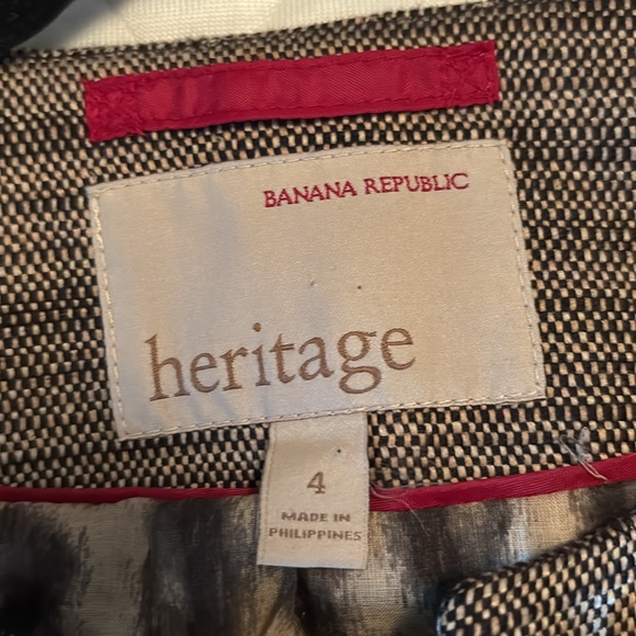 Banana Republic Heritage black/tan blazer size 4 - Picture 2 of 4